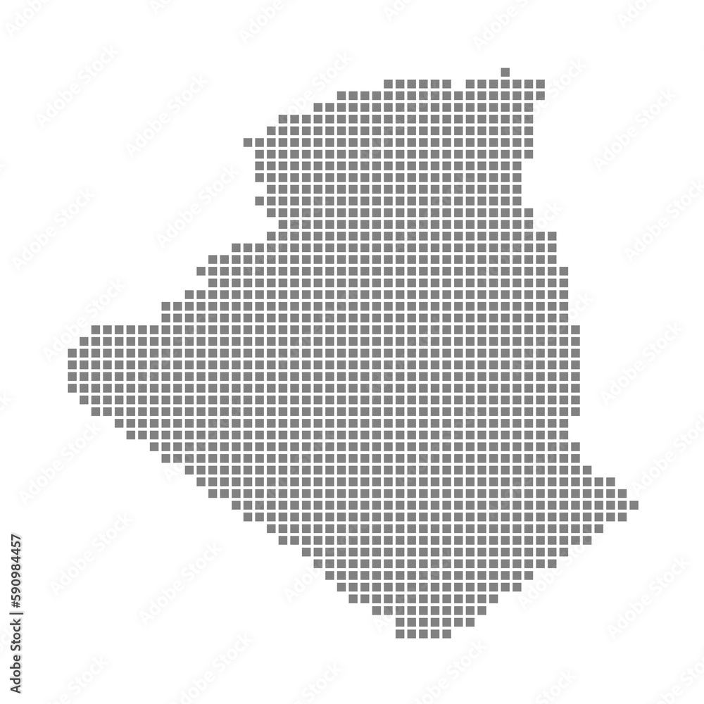 Poster pixel map of algeria. dotted map of algeria isolated on white background. abstract computer graphic 