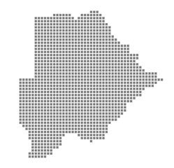 Fototapeta na wymiar Pixel map of Botswana. dotted map of Botswana isolated on white background. Abstract computer graphic of map.