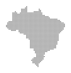 Pixel map of Brazil. dotted map of Brazil isolated on white background. Abstract computer graphic of map.