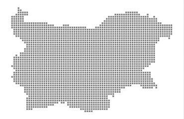 Pixel map of Bulgaria. dotted map of Bulgaria isolated on white background. Abstract computer graphic of map.