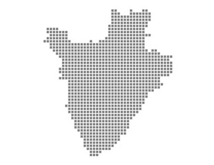 Obraz premium Pixel map of Burundi. dotted map of Burundi isolated on white background. Abstract computer graphic of map.