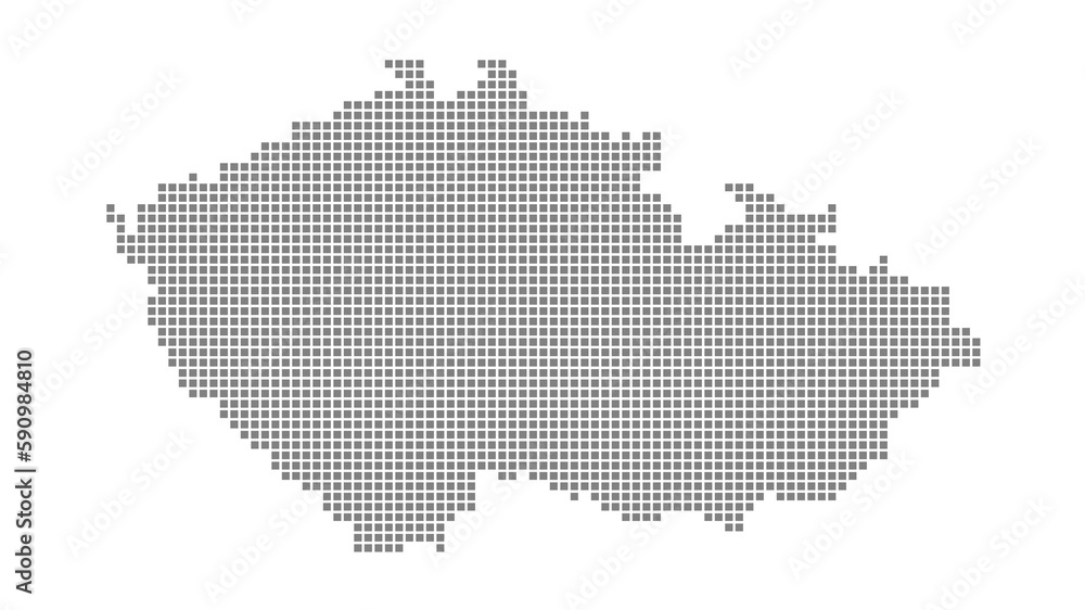 Poster pixel map of czech republic. dotted map of czech isolated on white background. abstract computer gra