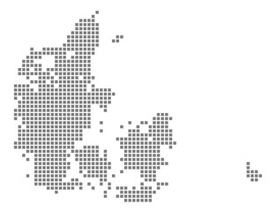 Pixel map of Denmark. dotted map of Denmark isolated on white background. Abstract computer graphic of map. - obrazy, fototapety, plakaty