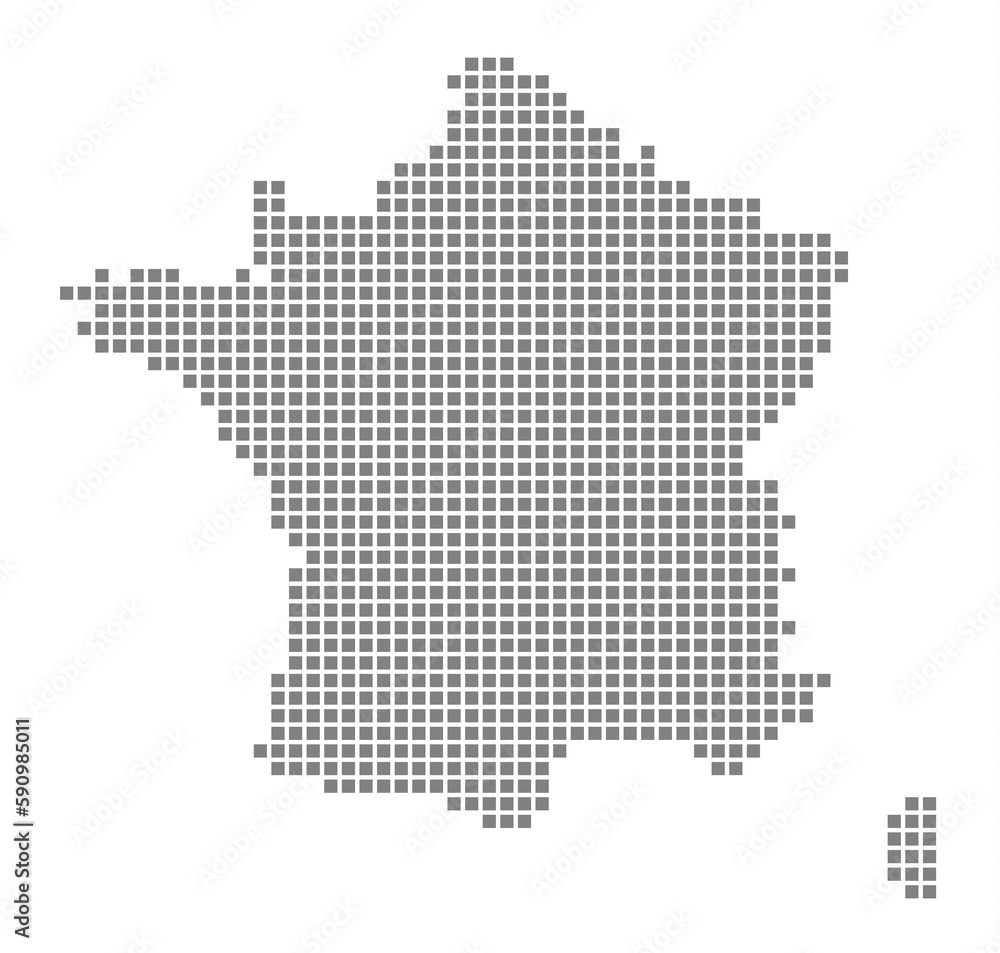 Poster pixel map of france. dotted map of france isolated on white background. abstract computer graphic of