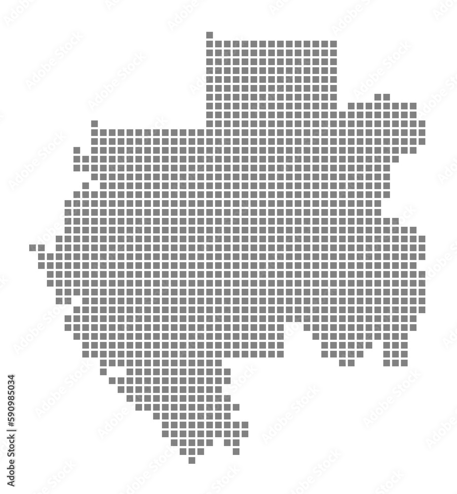 Poster pixel map of gabon. dotted map of gabon isolated on white background. abstract computer graphic of m