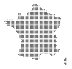 Pixel map of France. dotted map of France isolated on white background. Abstract computer graphic of map.
