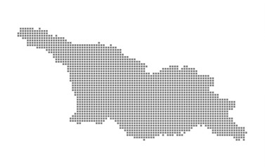Obraz premium Pixel map of Georgia South Ossetia. dotted map of Georgia isolated on white background. Abstract computer graphic of map.
