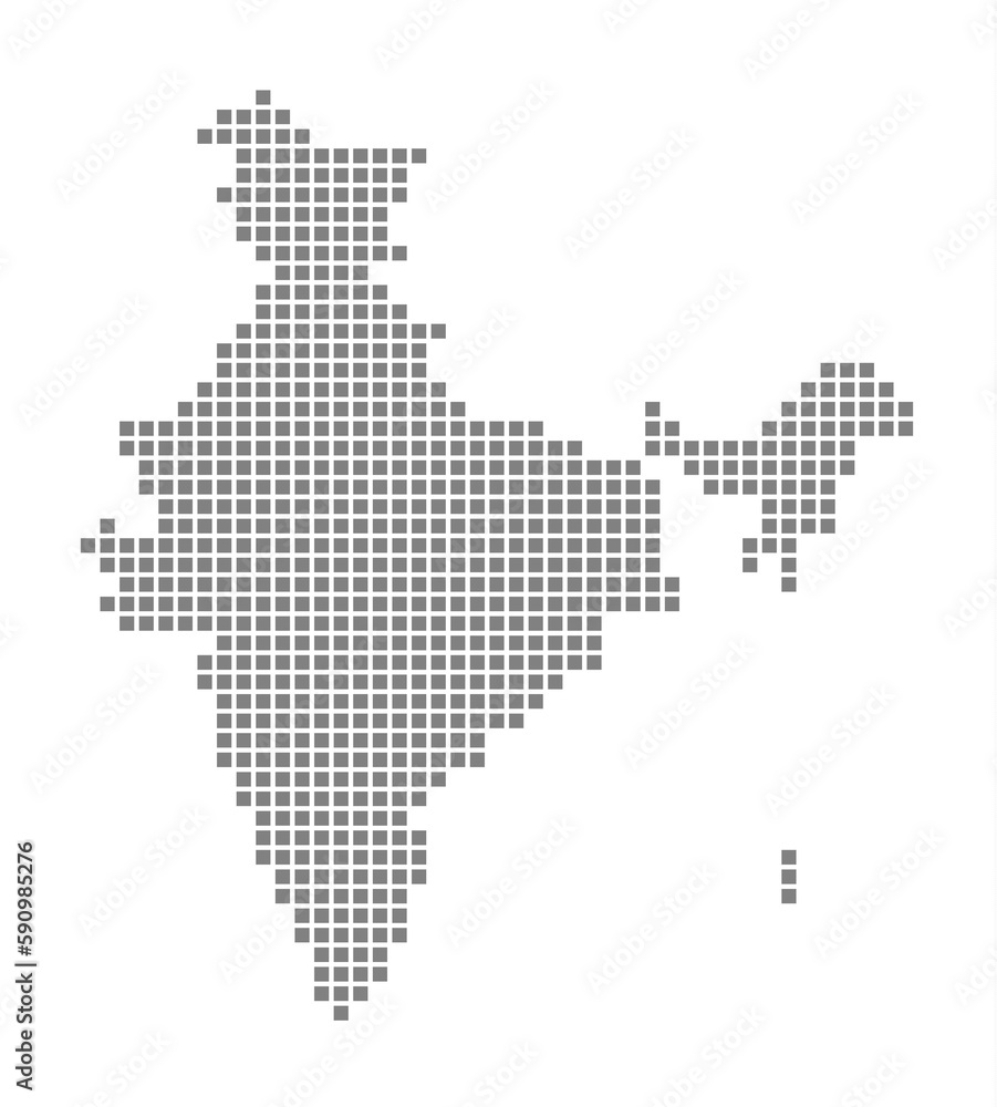 Poster pixel map of india. dotted map of india isolated on white background. abstract computer graphic of m