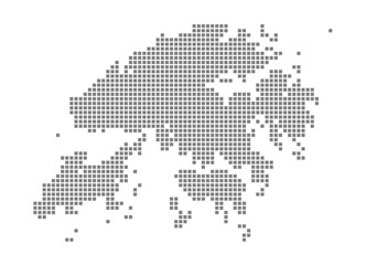 Pixel map of Hong Kong. dotted map of Hong Kong isolated on white background. Abstract computer graphic of map.