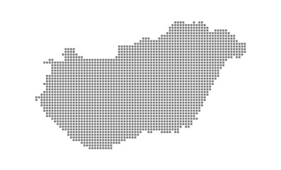 Pixel map of Hungary. dotted map of Hungary isolated on white background. Abstract computer graphic of map.