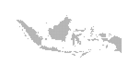 Pixel map of Indonesia. dotted map of Indonesia isolated on white background. Abstract computer graphic of map.