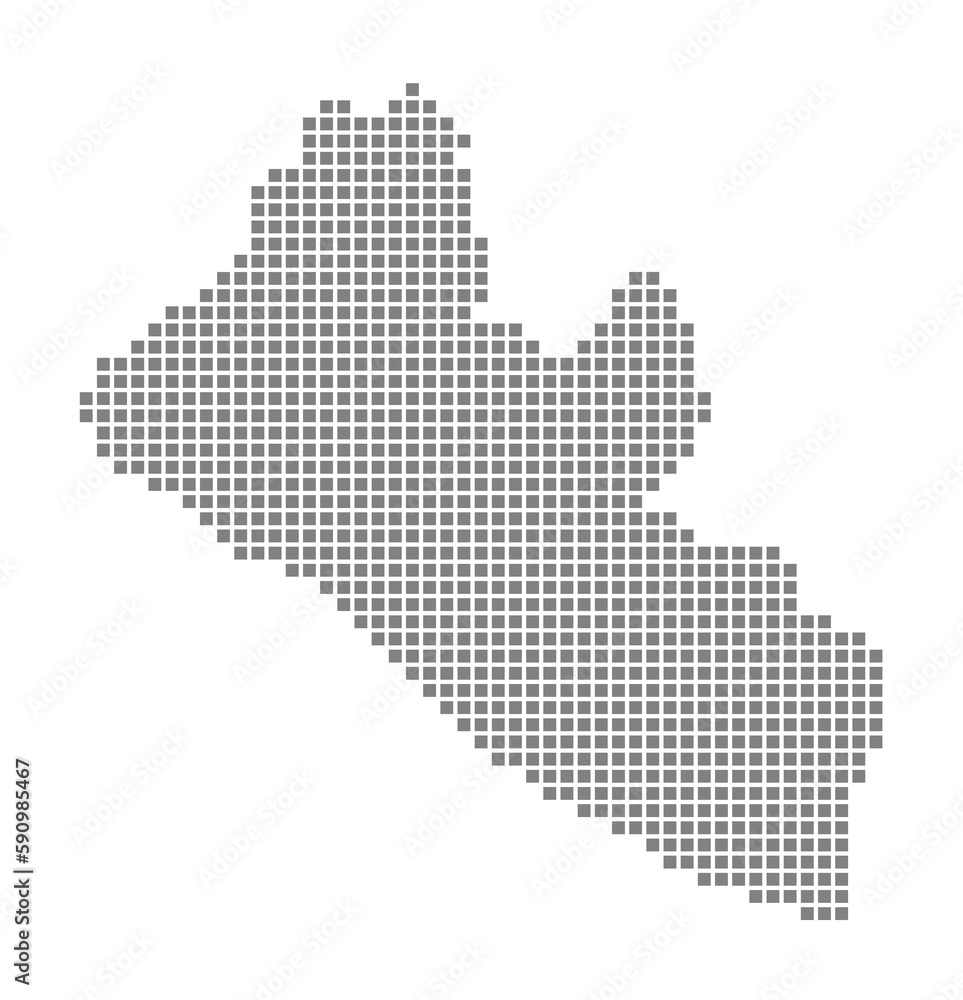 Poster pixel map of liberia. dotted map of liberia isolated on white background. abstract computer graphic 