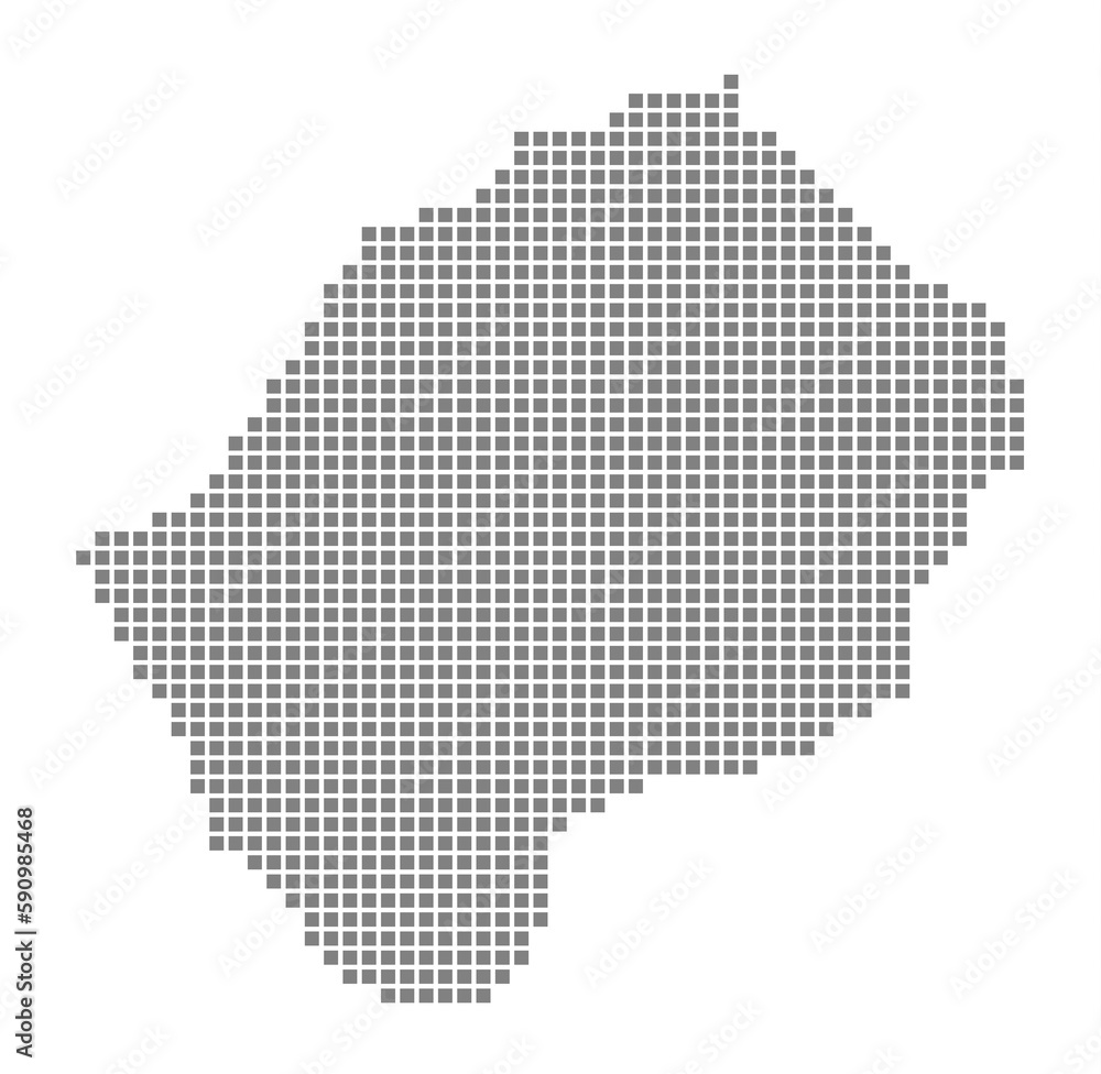 Poster pixel map of lesotho. dotted map of lesotho isolated on white background. abstract computer graphic 