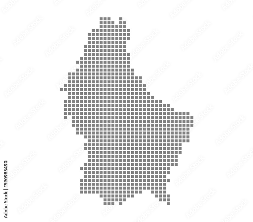 Poster pixel map of luxembourg. dotted map of luxembourg isolated on white background. abstract computer gr