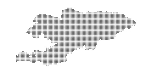 Naklejka premium Pixel map of Kyrgyzstan. dotted map of Kyrgyzstan isolated on white background. Abstract computer graphic of map.