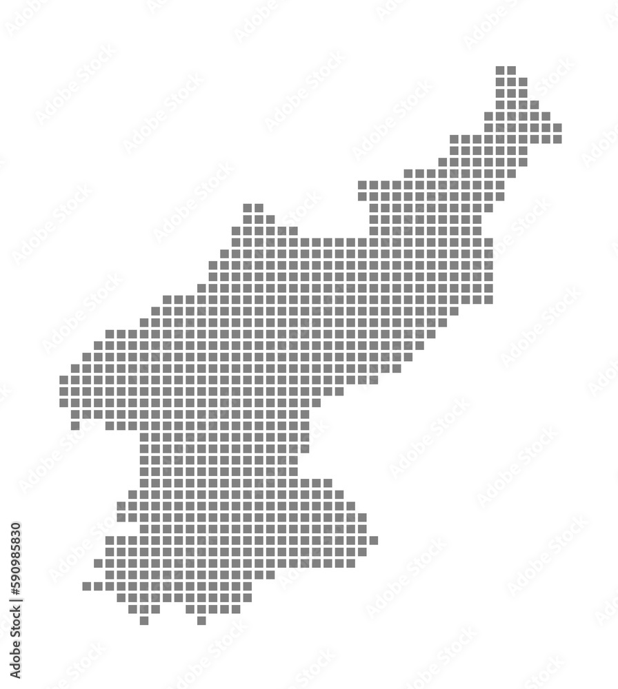 Poster pixel map of northkorea. dotted map of northkorea isolated on white background. abstract computer gr