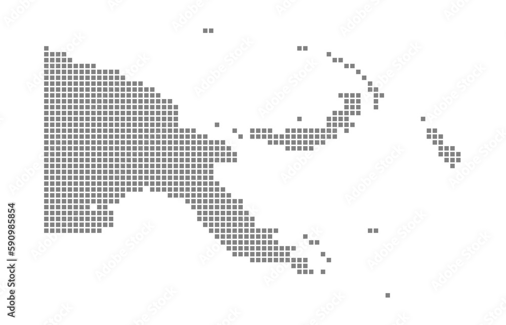 Poster pixel map of papua new guinea. dotted map of papua new guinea isolated on white background. abstract