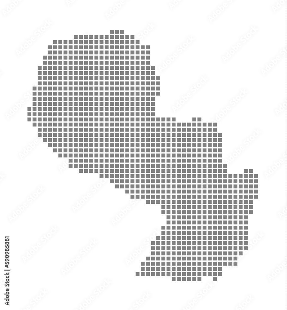 Poster pixel map of paraguay. dotted map of paraguay isolated on white background. abstract computer graphi