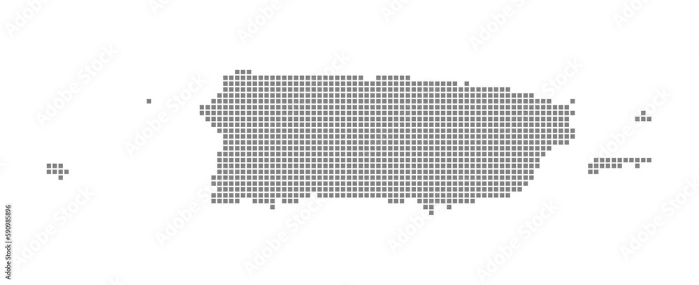 Poster pixel map of puerto rico. dotted map of puerto rico isolated on white background. abstract computer 