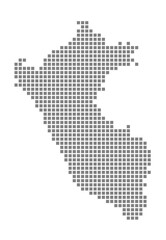 Pixel map of Peru. dotted map of Peru isolated on white background. Abstract computer graphic of map.