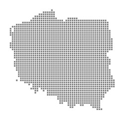 Pixel map of Poland. dotted map of Poland isolated on white background. Abstract computer graphic of map.