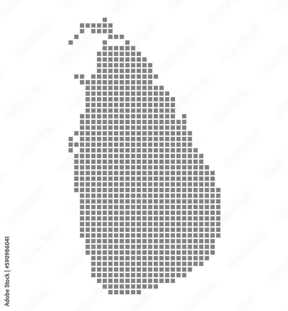 Poster pixel map of sri lanka. dotted map of sri lanka isolated on white background. abstract computer grap