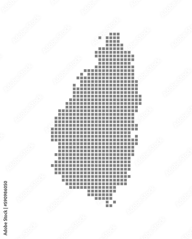Poster pixel map of saint lucia. dotted map of saint lucia isolated on white background. abstract computer 