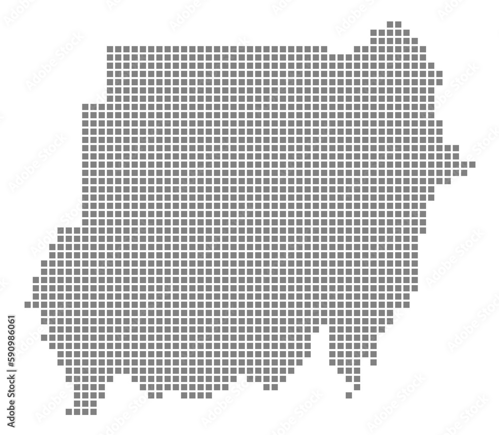 Poster pixel map of sudan. dotted map of sudan isolated on white background. abstract computer graphic of m