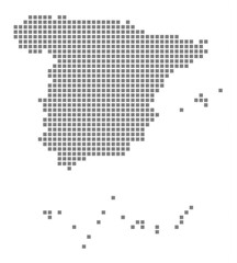 Fototapeta na wymiar Pixel map of Spain. dotted map of Spain isolated on white background. Abstract computer graphic of map.