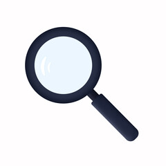 Magnify glass 3d. Loupe, search or research icon. Lens to enlarge the object. Optical scrutiny and verification tool. Find, explore and check the details. Sign, magnifier  find or focus. Vector