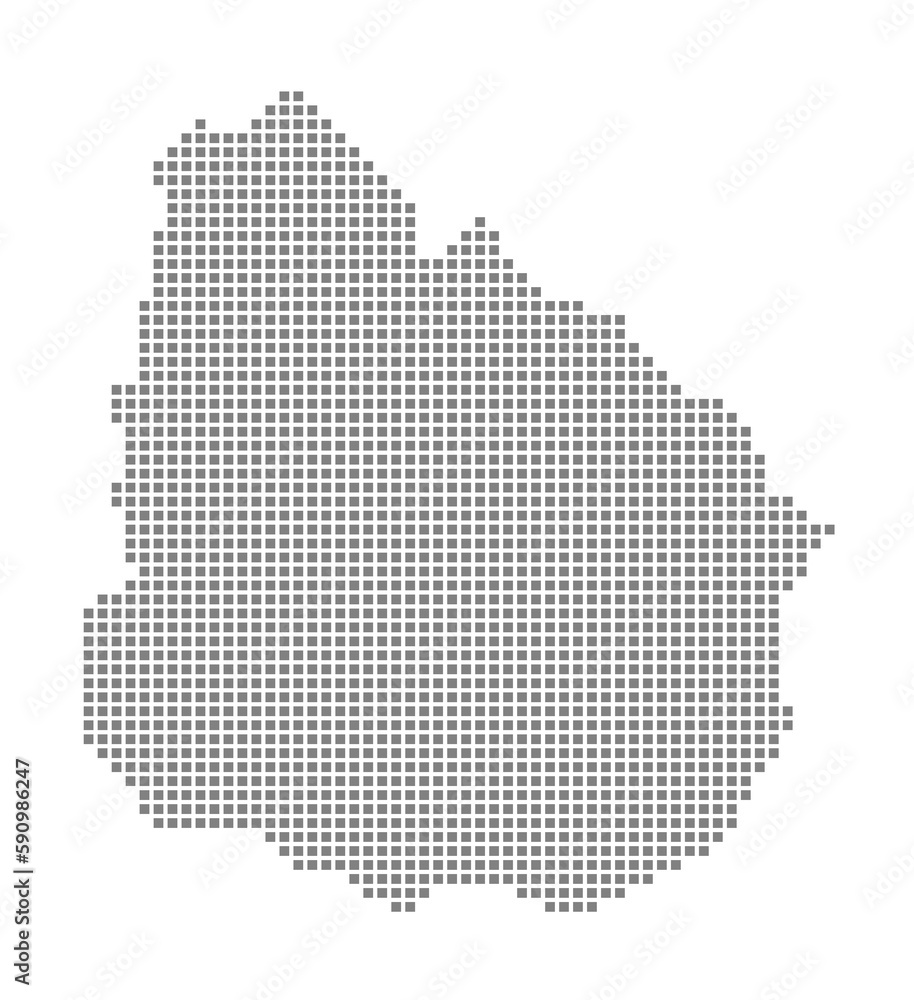 Poster pixel map of uruguay. dotted map of uruguay isolated on white background. abstract computer graphic 