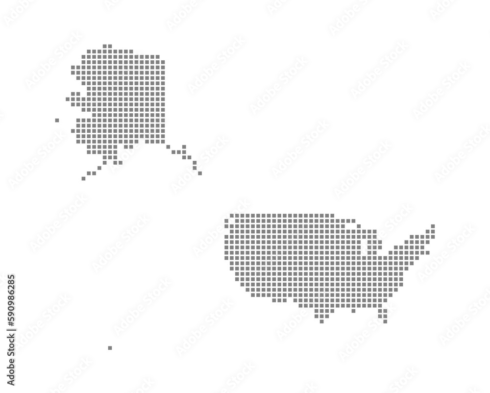 Poster pixel map of usa mercator. dotted map of isolated on white background. abstract computer graphic of 