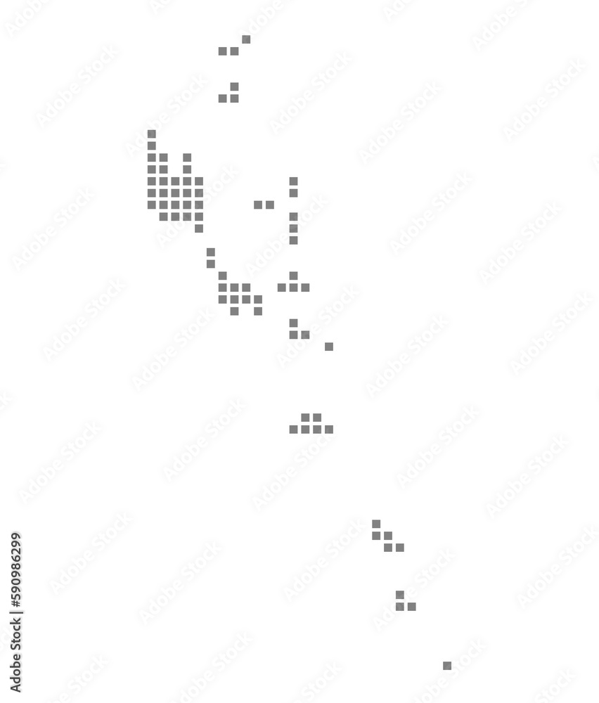Poster pixel map of vanuatu. dotted map of vanuatu. isolated on white background. abstract computer graphic