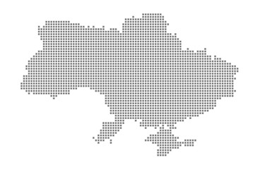 Fototapeta na wymiar Pixel map of Ukraine. dotted map of Ukraine isolated on white background. Abstract computer graphic of map.