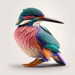 Illustration of Woodpecker with Infinite Colors. colorful kingfisher bird on a white background, Generative AI