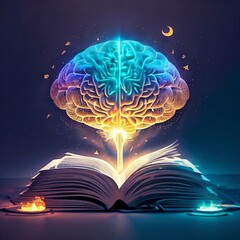 Ilustracja kolab, inteligencja nauka, magia, mózg