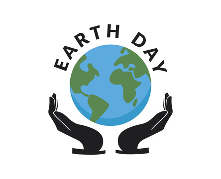 earth day vector icon. hand holding earth symbol icon