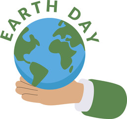 earth day vector icon. earth day celebration. cartoon hand holding earth symbol