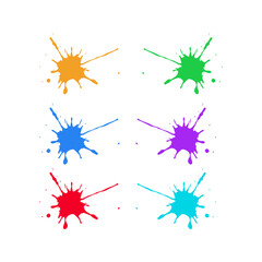 set of colourful ink splash vector illustration 
