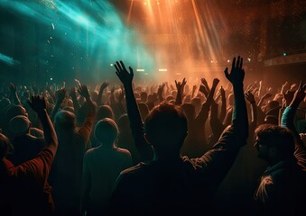 Fototapeta na wymiar Crowd At a Concert, Crowd going Wild Generative AI