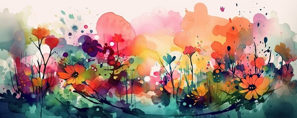 Obraz na płótnie Canvas Spring Flowers Splash Art Generative AI