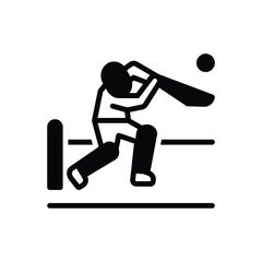 Black solid icon for cricket 