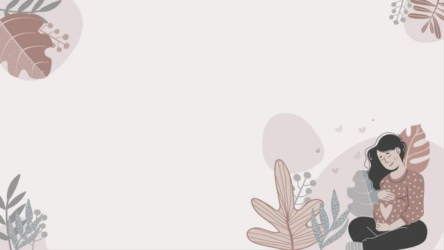 motherday animation, with mother and child designs, complete with plant decorations. motion, animation