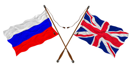 National flag of United Kingdom and Russia. Background for designers