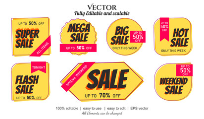 Naklejka premium Sale aditable text effect, sale tag label
