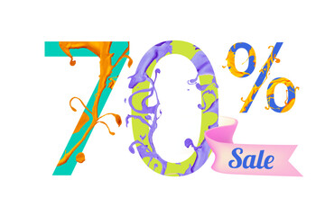 70 (seventy) percents sale. Vector paint digits