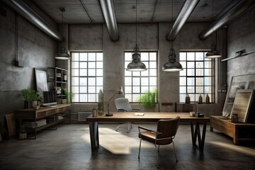 Fototapeta na wymiar Modern office interior in loft style