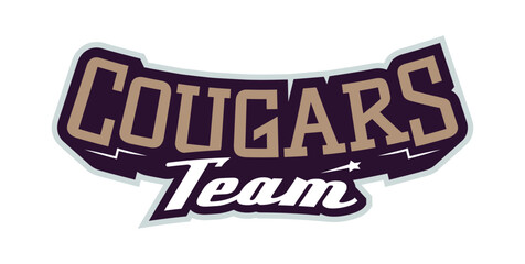Bold sports font for panther cougar logo. Text style lettering for esport, cougar mascot logo, sport team, college club. Vector illustration isolated on background