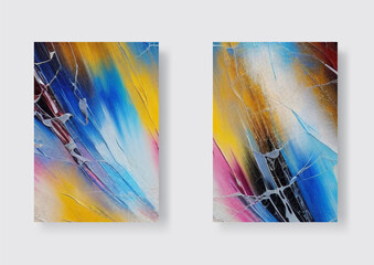 Hand drawn abstract painting set. Abstract art background.