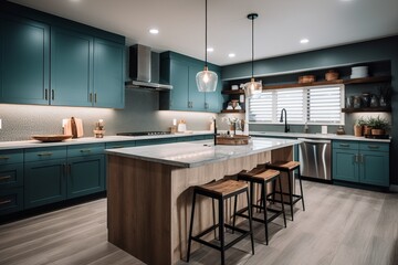 A modern house kitchen, furnished, ai generative illustration